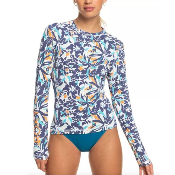 Roxy Womens Plus XXL Floral Long Sleeve Rash Guard UPF 50 Swim Shirt Top - Picture 1 of 8
